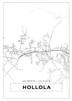 Kort - Hollola - Hvid Plakat (21x29.7 cm (A4))