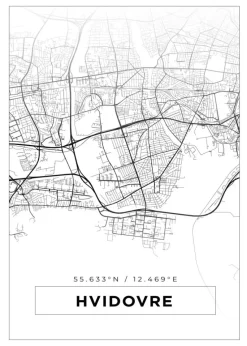 Kort - Hvidovre - Hvid Plakat (21x29.7 cm (A4))