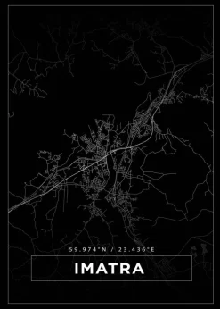 Kort - Imatra - Sort Plakat (21x29.7 cm (A4))