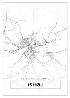 Kort - Ishøj - Hvid Plakat (21x29.7 cm (A4))