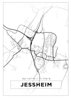 Kort - Jessheim - Hvid Plakat (21x29.7 cm (A4))