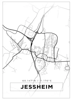 Kort - Jessheim - Hvid Plakat (21x29.7 cm (A4))