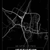 Kort - Jessheim - Sort Plakat (21x29.7 cm (A4))
