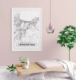 Kort - Jönköping - Hvid Plakat (21x29.7 cm (A4))