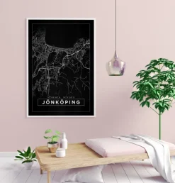 Kort - Jönköping - Sort Plakat (21x29.7 cm (A4))