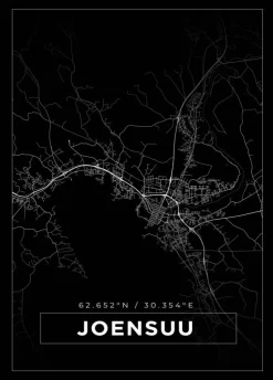 Kort - Joensuu - Sort Plakat (21x29.7 cm (A4))
