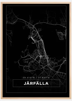 Kort - Järfälla - Sort Plakat (21x29.7 cm (A4))