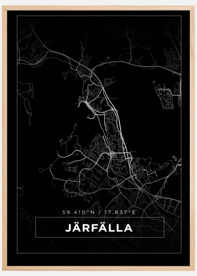 Kort - Järfälla - Sort Plakat (21x29.7 cm (A4))