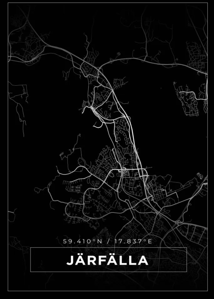 Kort - Järfälla - Sort Plakat (21x29.7 cm (A4))