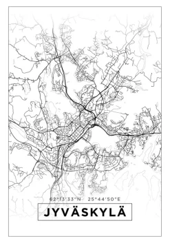 Kort - Jyväskylä - Hvid Plakat (21x29.7 cm (A4))