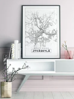 Kort - Jyväskylä - Hvid Plakat (21x29.7 cm (A4))