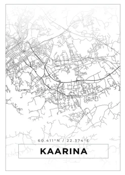 Kort - Kaarina - Hvid Plakat (21x29.7 cm (A4))