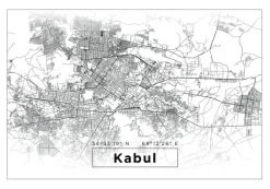 Kort - Kabul - Hvid Plakat (21x29.7 cm (A4))