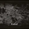 Kort - Kabul - Sort Plakat (21x29.7 cm (A4))