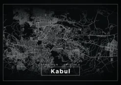 Kort - Kabul - Sort Plakat (21x29.7 cm (A4))