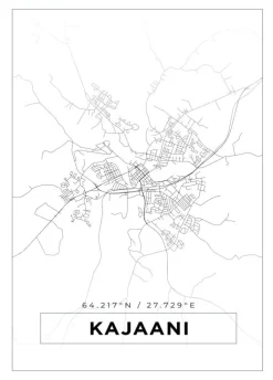 Kort - Kajaani - Hvid Plakat (21x29.7 cm (A4))