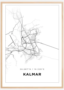 Kort - Kalmar - Hvid Plakat (21x29.7 cm (A4))
