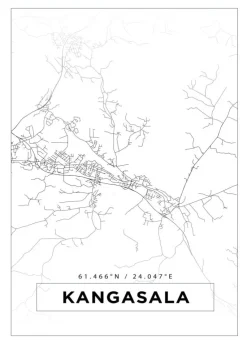 Kort - Kangasala - Hvid Plakat (21x29.7 cm (A4))