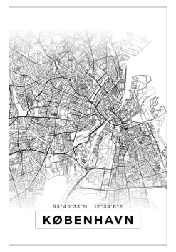 Kort - København - Hvid Plakat (21x29.7 cm (A4))