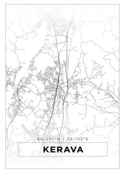Kort - Kerava - Hvid Plakat (21x29.7 cm (A4))
