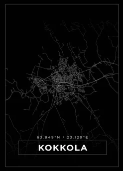 Kort - Kokkola - Sort Plakat (21x29.7 cm (A4))