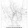 Kort - Kongsberg - Hvid Plakat (21x29.7 cm (A4))
