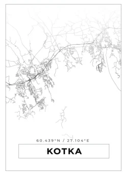 Kort - Kotka - Hvid Plakat (21x29.7 cm (A4))