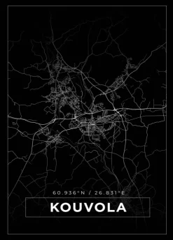 Kort - Kouvola - Sort Plakat (21x29.7 cm (A4))