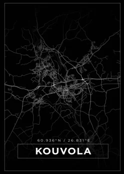 Kort - Kouvola - Sort Plakat (21x29.7 cm (A4))