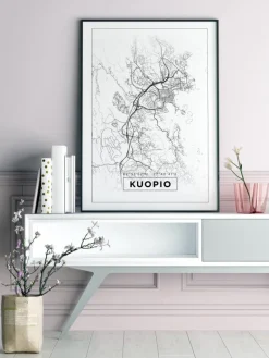 Kort - Kuopio - Hvid Plakat (21x29.7 cm (A4))