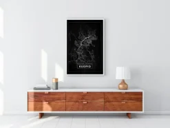 Kort - Kuopio - Sort Plakat (21x29.7 cm (A4))