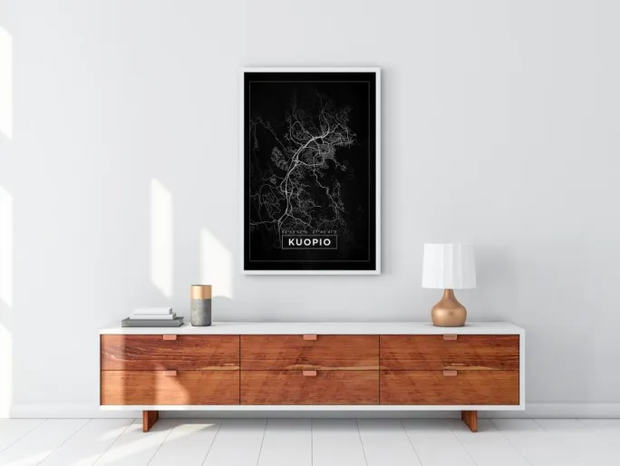 Kort - Kuopio - Sort Plakat (21x29.7 cm (A4))