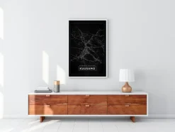 Kort - Kuusamo - Sort Plakat (21x29.7 cm (A4))