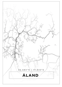 Kort - Åland - Hvid Plakat (21x29.7 cm (A4))