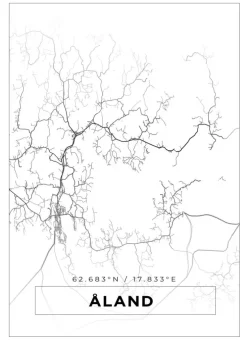 Kort - Åland - Hvid Plakat (21x29.7 cm (A4))