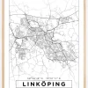 Kort - Linköping - Hvid Plakat (21x29.7 cm (A4))
