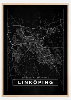 Kort - Linköping - Sort Plakat (21x29.7 cm (A4))