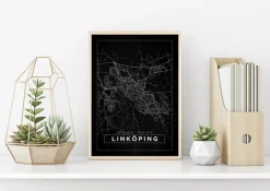 Kort - Linköping - Sort Plakat (21x29.7 cm (A4))
