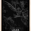 Kort - Luleå - Sort Plakat (21x29.7 cm (A4))