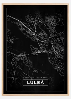 Kort - Luleå - Sort Plakat (21x29.7 cm (A4))
