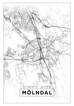 Kort - Mölndal - Hvid Plakat (21x29.7 cm (A4))