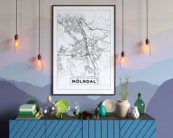 Kort - Mölndal - Hvid Plakat (21x29.7 cm (A4))