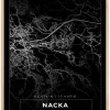 Kort - Nacka - Sort Plakat (21x29.7 cm (A4))
