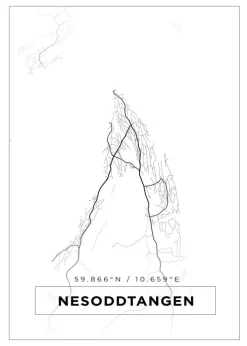 Kort - Nesoddtangen - Hvid Plakat (21x29.7 cm (A4))
