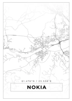 Kort - Nokia - Hvid Plakat (21x29.7 cm (A4))