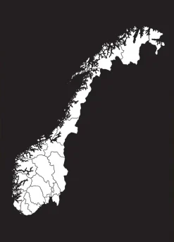 Kort - Norge - Hvid Plakat (21x29.7 cm (A4))