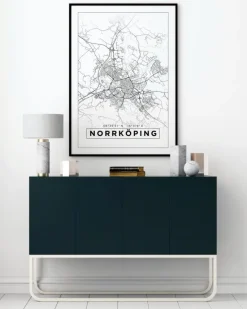 Kort - Norrköping - Hvid Plakat (21x29.7 cm (A4))