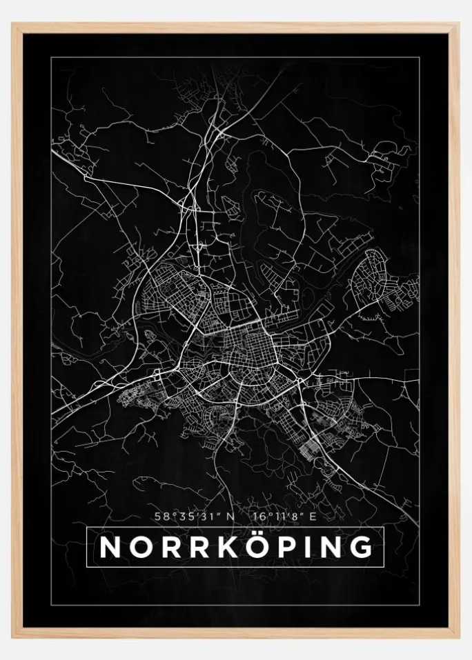 Kort - Norrköping - Sort Plakat (21x29.7 cm (A4))