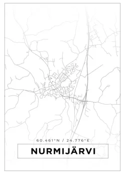 Kort - Nurmijärvi - Hvid Plakat (21x29.7 cm (A4))