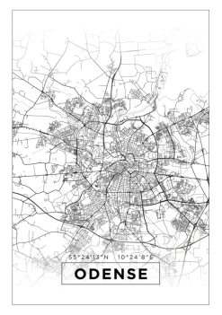 Kort - Odense - Hvid Plakat (21x29.7 cm (A4))